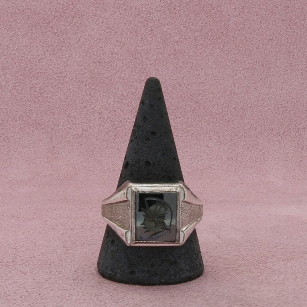 sterling silver mens vintage intaglio trojan warrior ring size 12.5
